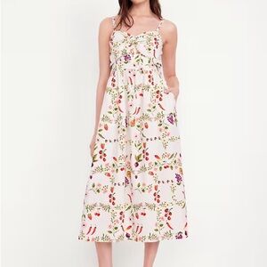 Old Navy Summer Midi Fit& Flare  dress tie front XS NWOT
